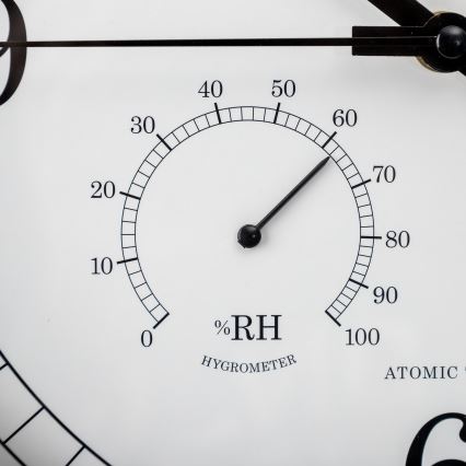 Wandklok met thermometer en hygrometer, Ø 30 cm, 1xAA, zwart/wit