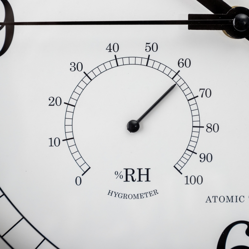 Wandklok met thermometer en hygrometer, Ø 30 cm, 1xAA, zwart/wit