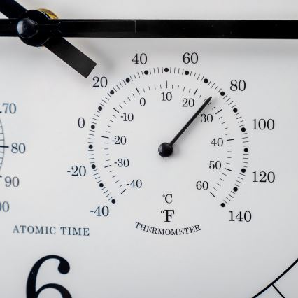 Wandklok met thermometer en hygrometer, Ø 30 cm, 1xAA, zwart/wit