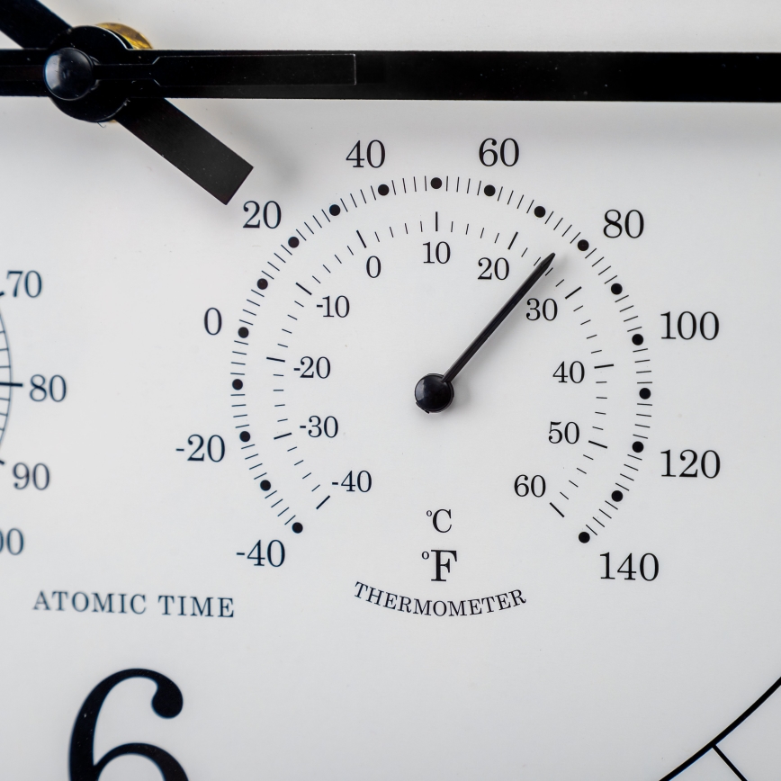 Wandklok met thermometer en hygrometer, Ø 30 cm, 1xAA, zwart/wit