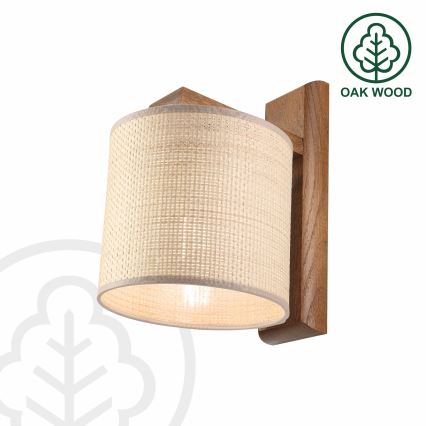 Wandlamp AIDA 1xE27/15W/230V eiken/raffia