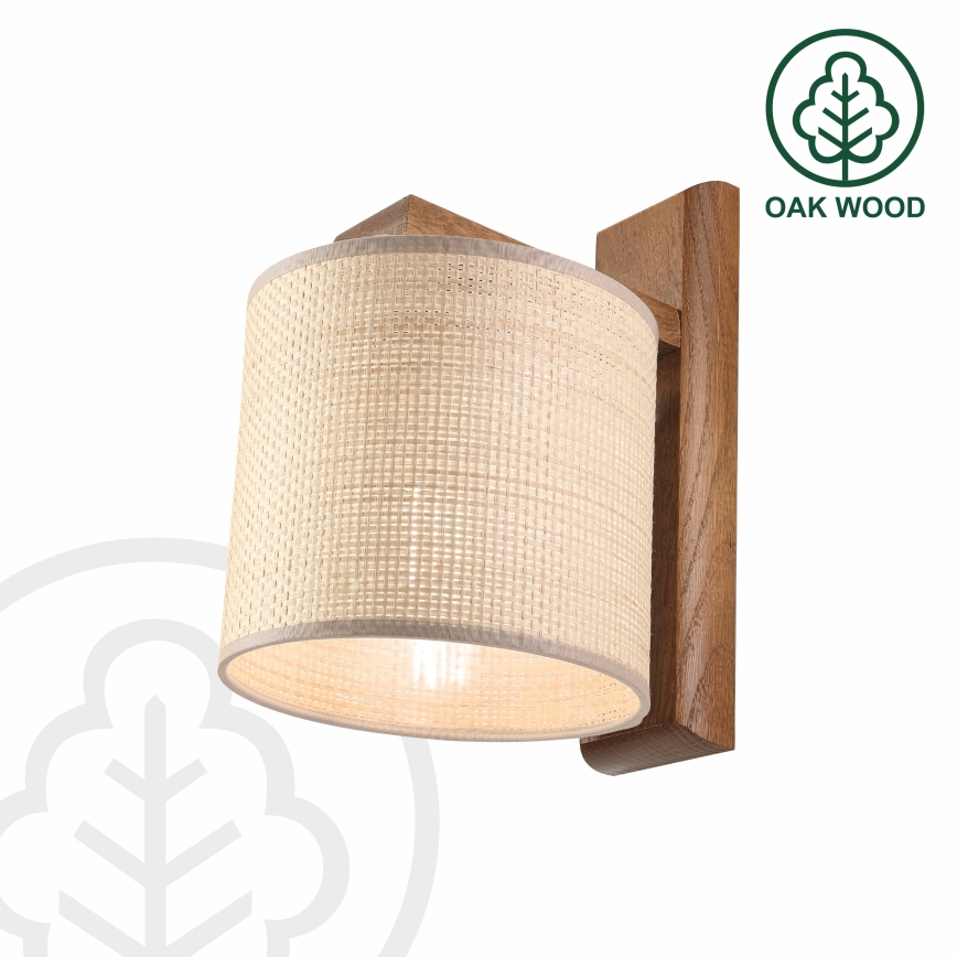 Wandlamp AIDA 1xE27/15W/230V eiken/raffia