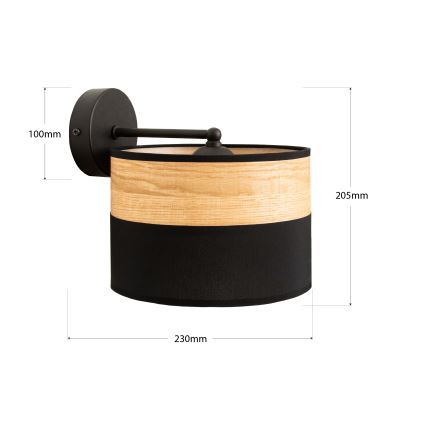 Wandlamp ALBA 1xE27/15W/230V zwart/bruin