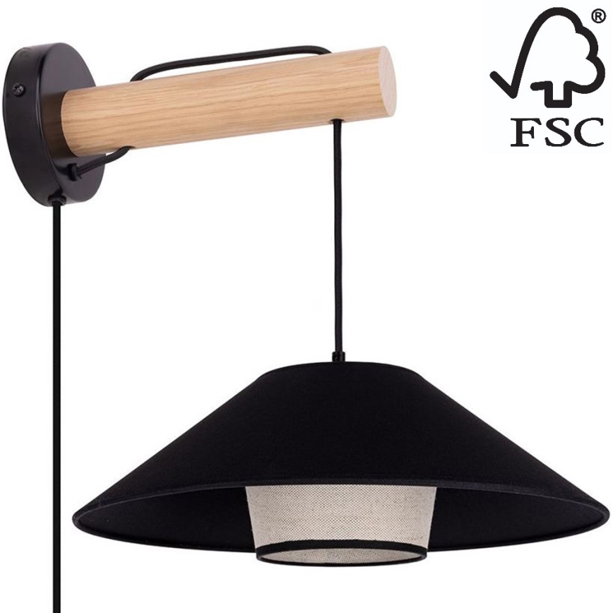 Wandlamp AMIGO 1xE27/25W/230V eiken – FSC gecertificeerd