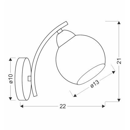 Wandlamp AMOS 1xE27/40W/230V glanzend chroom