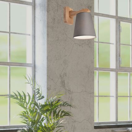 Wandlamp ANDREA 1xE27/60W/230V eiken/grijs