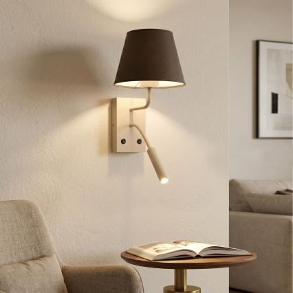 Wandlamp ARDEN 1xE27/15W/230V + 1xG9/8W beige/bruin