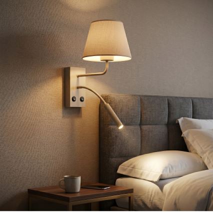 Wandlamp ARDEN 1xE27/15W/230V + 1xG9/8W beige