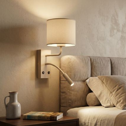 Wandlamp ARDEN 1xE27/15W/230V + 1xG9/8W beige