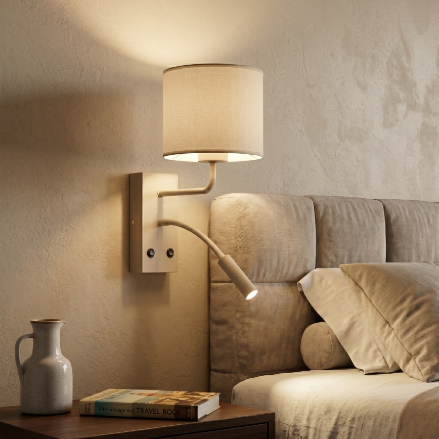 Wandlamp ARDEN 1xE27/15W/230V + 1xG9/8W beige