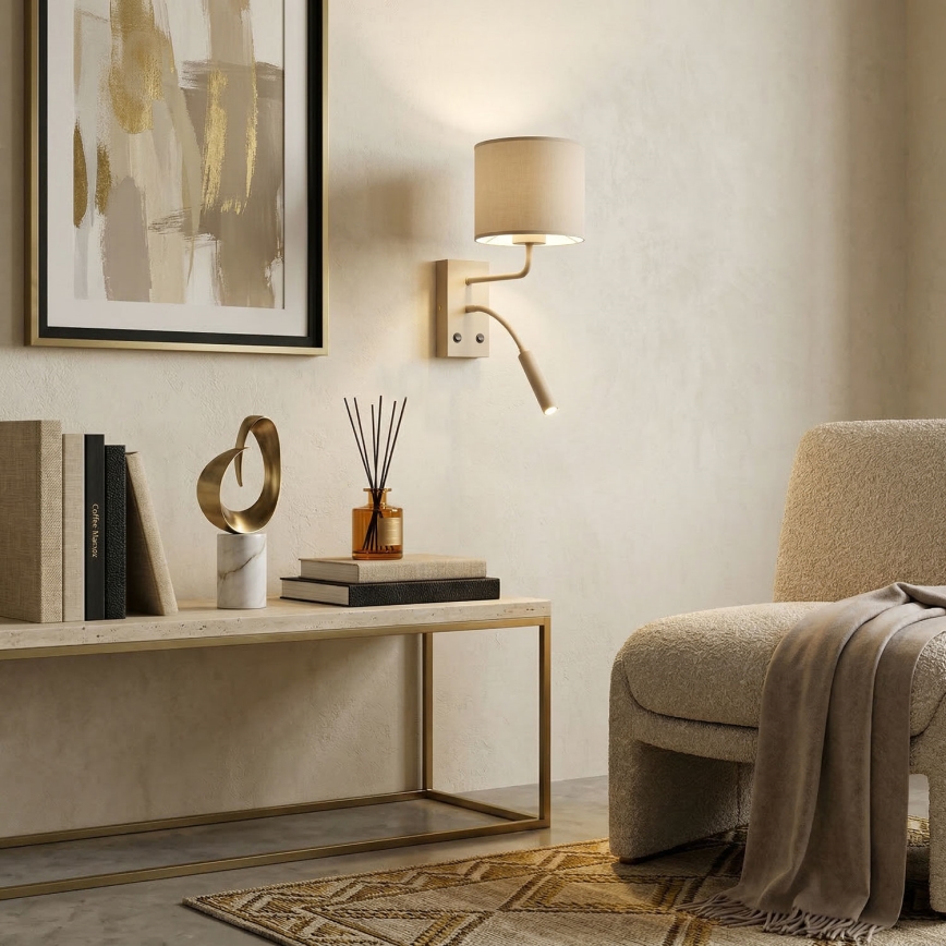 Wandlamp ARDEN 1xE27/15W/230V + 1xG9/8W beige