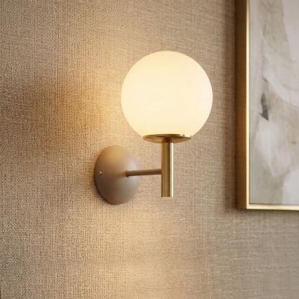 Wandlamp AWINION 1xE27/15W/230V beige/goud