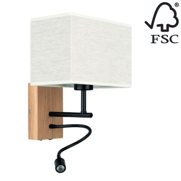 Wandlamp BOHO 1xE27/25W + LED/1W/230V eiken – FSC gecertificeerd