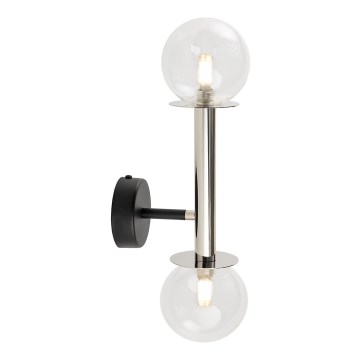 Wandlamp DAISY 2xG9/12W/230V glanzend chroom/zwart/doorzichtig