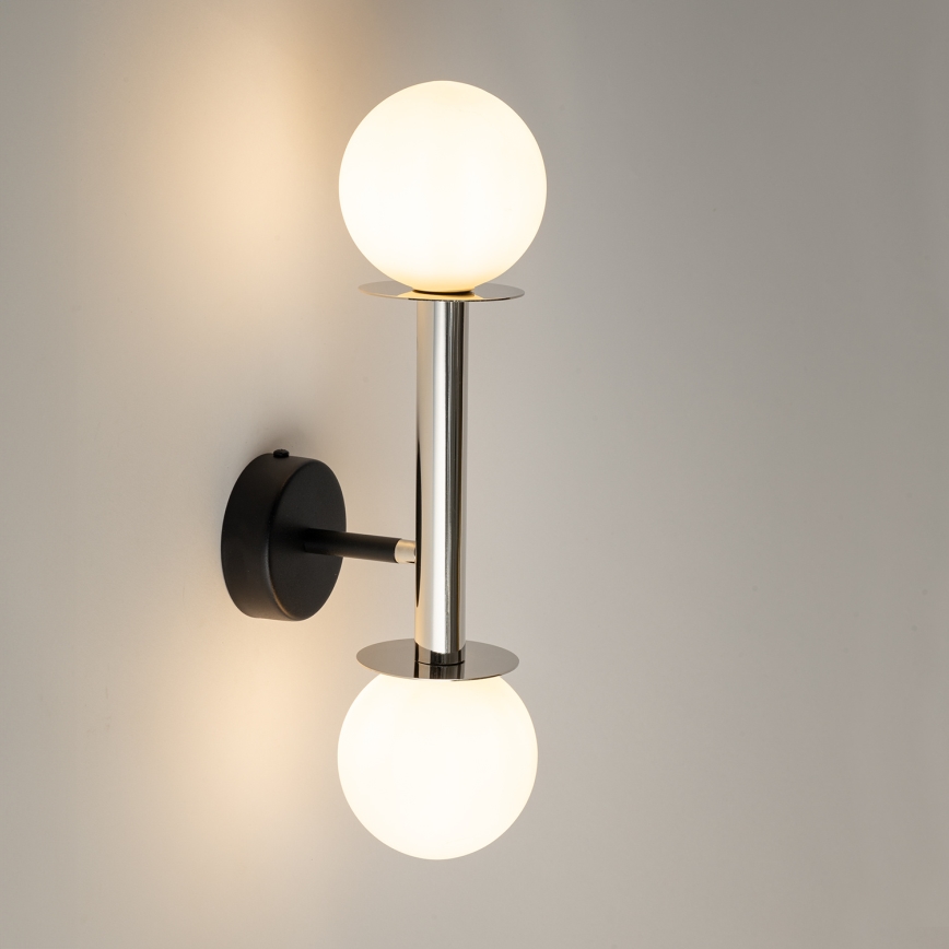 Wandlamp DAISY 2xG9/12W/230V glanzend chroom/zwart/wit