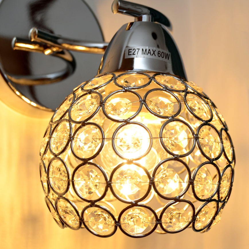 Wandlamp DORIS 1xE27/15W/230V glanzend chroom/doorzichtig