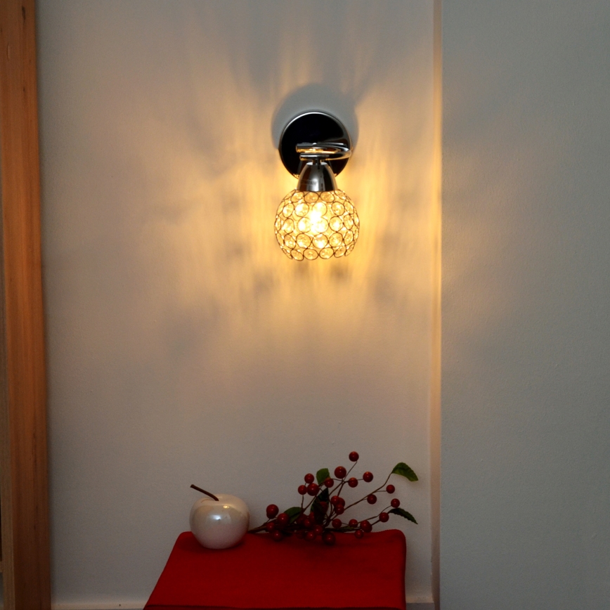 Wandlamp DORIS 1xE27/15W/230V glanzend chroom/doorzichtig