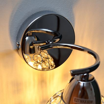 Wandlamp DORIS 1xE27/15W/230V glanzend chroom/doorzichtig