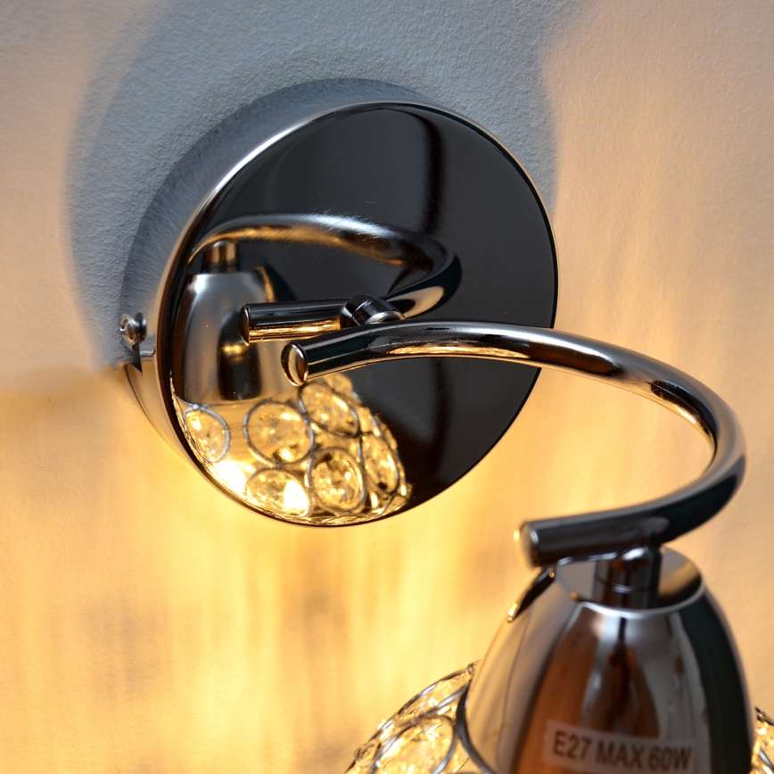 Wandlamp DORIS 1xE27/15W/230V glanzend chroom/doorzichtig