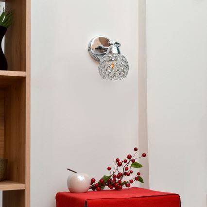 Wandlamp DORIS 1xE27/15W/230V glanzend chroom/doorzichtig