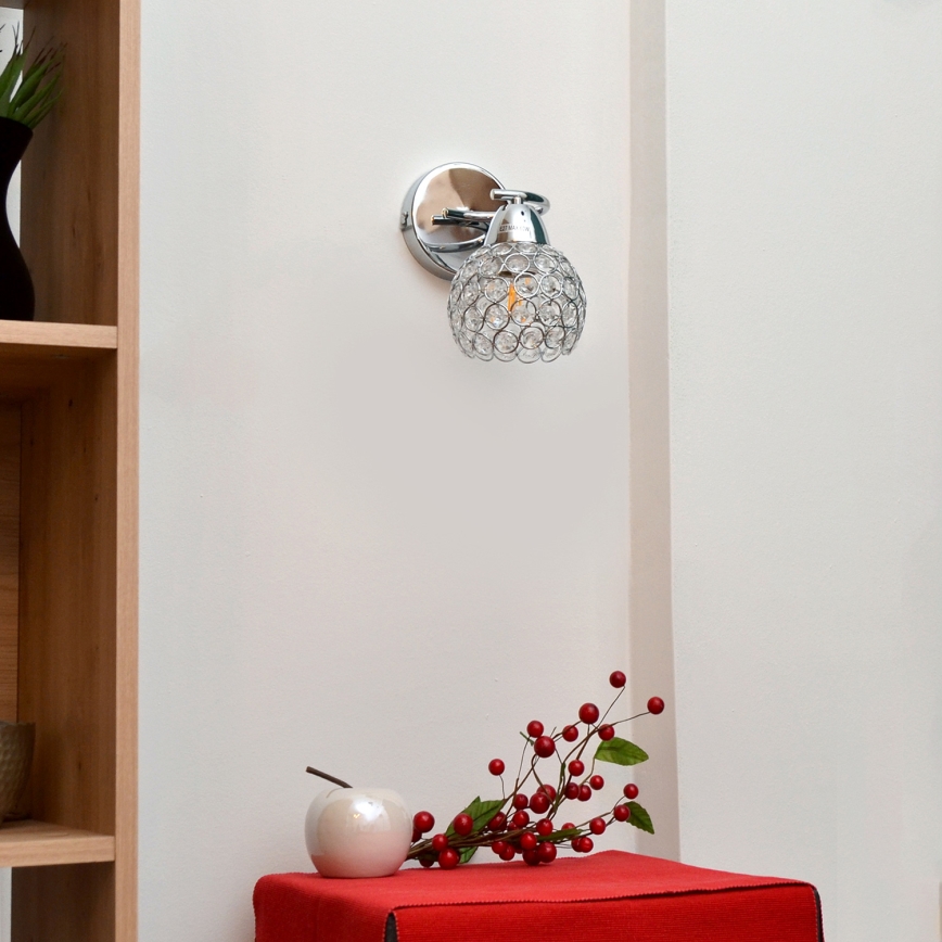 Wandlamp DORIS 1xE27/15W/230V glanzend chroom/doorzichtig