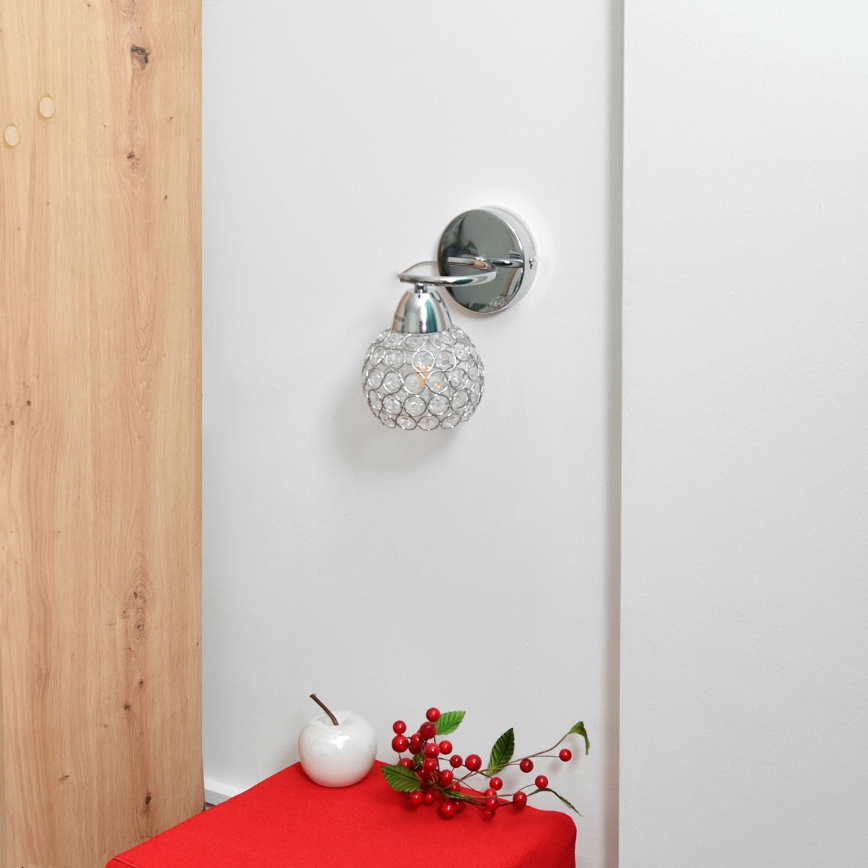Wandlamp DORIS 1xE27/15W/230V glanzend chroom/doorzichtig