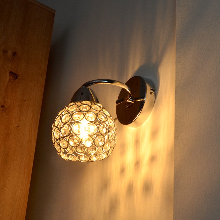 Wandlamp DORIS 1xE27/15W/230V glanzend chroom/doorzichtig