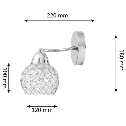 Wandlamp DORIS 1xE27/15W/230V glanzend chroom/doorzichtig
