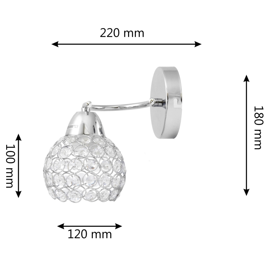 Wandlamp DORIS 1xE27/15W/230V glanzend chroom/doorzichtig