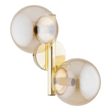 Wandlamp ERAL 2xE14/10W/230V goud/beige/gerookt