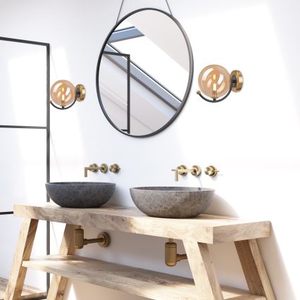 Wandlamp GEORGIA 1xE14/5W/230V goud/gerookt beige