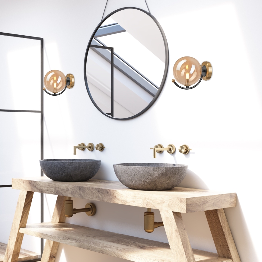 Wandlamp GEORGIA 1xE14/5W/230V goud/gerookt beige