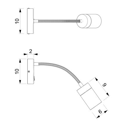 Wandlamp JOKER 1xGU10/8W/230V zwart/mat chroom