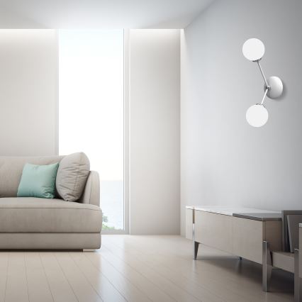 Wandlamp JOY 2xE14/40W/230V wit/glanzend chroom