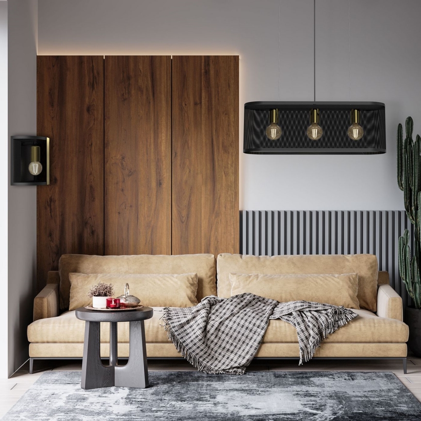 Wandlamp KAGA 1xE27/60W/230V zwart/gouden