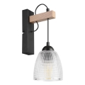 Wandlamp LEANDRA 1xE27/15W/230V eiken/zwart