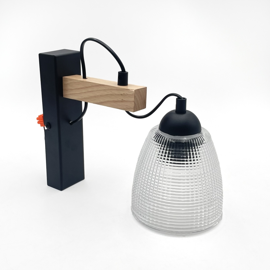 Wandlamp LEANDRA 1xE27/15W/230V eiken/zwart