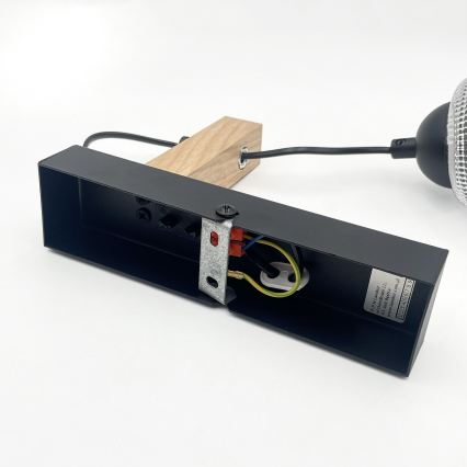 Wandlamp LEANDRA 1xE27/15W/230V eiken/zwart