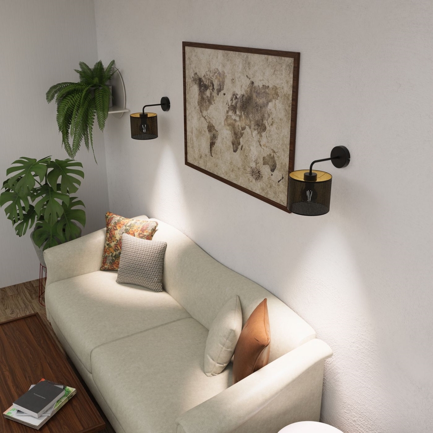 Wandlamp LOFT SHADE 1xE27/60W/230V zwart/goud