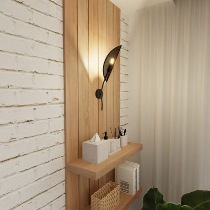 Wandlamp LOTUS 1xE14/10W/230V zwart/goud