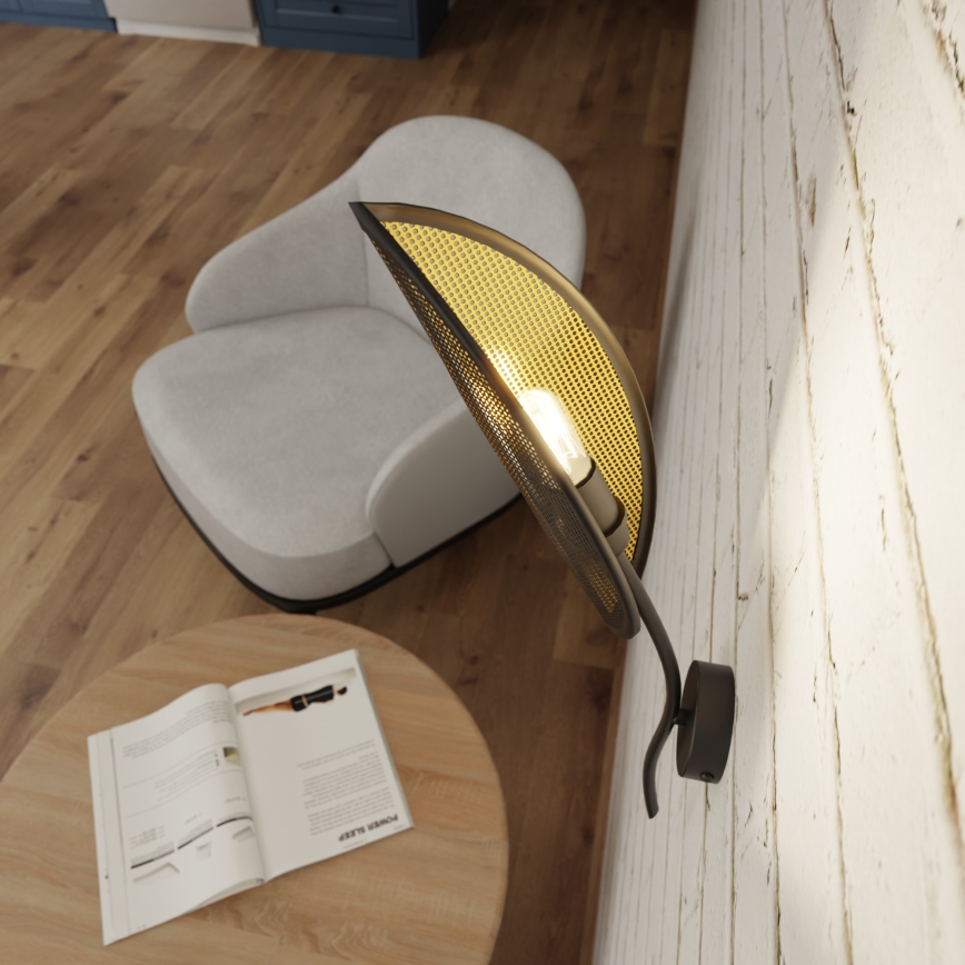 Wandlamp LOTUS 1xE14/10W/230V zwart/goud
