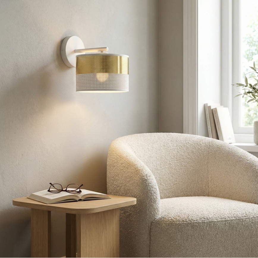 Wandlamp LUX 1xE27/15W/230V wit/goud