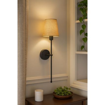 Wandlamp MADELA 1xE14/40W/230V jute/zwart