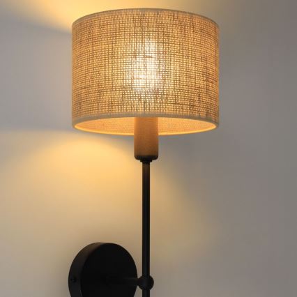 Wandlamp MADELA 1xE14/40W/230V jute/zwart