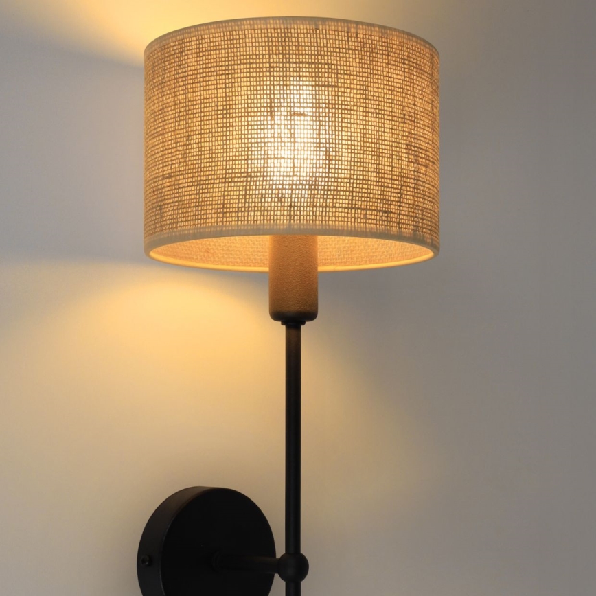 Wandlamp MADELA 1xE14/40W/230V jute/zwart