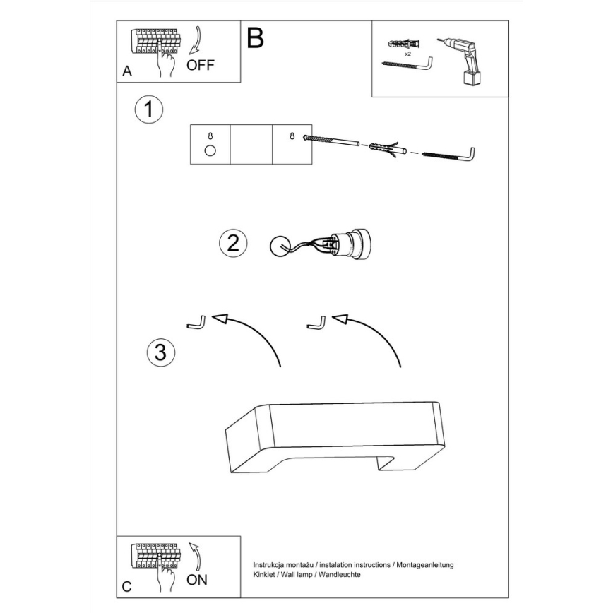 Wandlamp MAGNET 1xE27/60W/230V wit