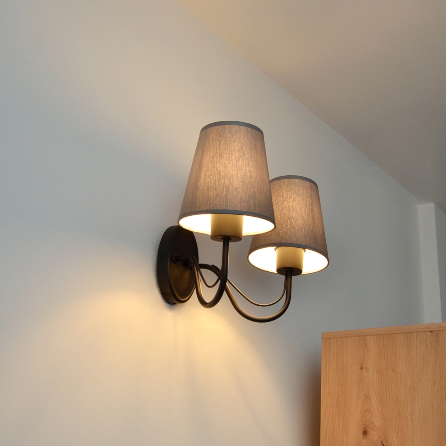 Wandlamp MALBO 2xE27/15W/230V grijs/zwart