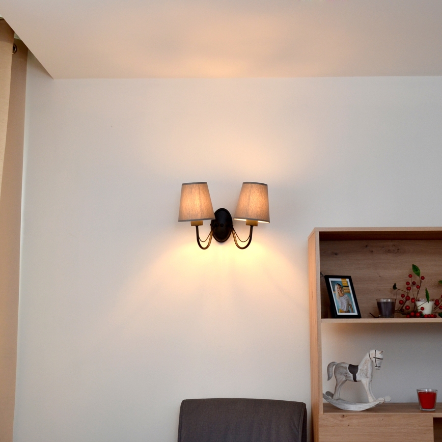 Wandlamp MALBO 2xE27/15W/230V grijs/zwart