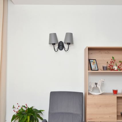 Wandlamp MALBO 2xE27/15W/230V grijs/zwart