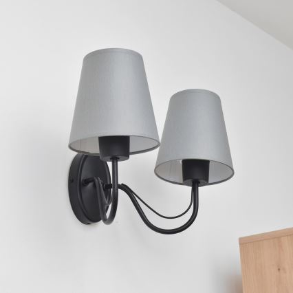 Wandlamp MALBO 2xE27/15W/230V grijs/zwart